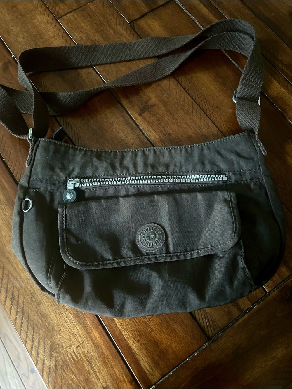 Kipling Syro Espresso Brown Nylon Crossbody or Shoulder Bag